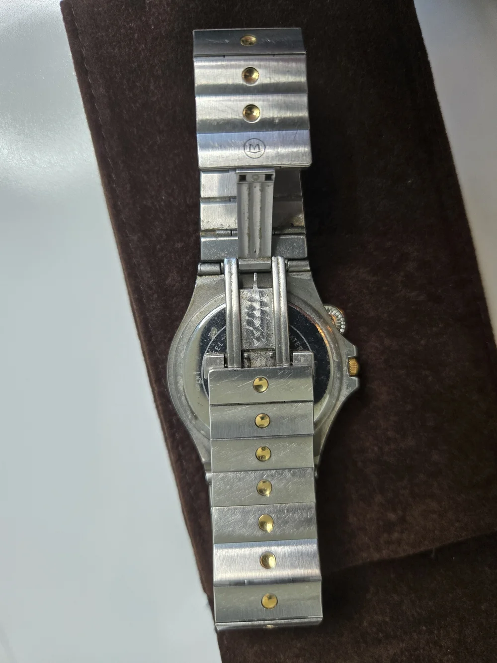 Vintage Movado Museum Watch Two Tone Gold Silver Swiss Made Minimalist 7in Wrist